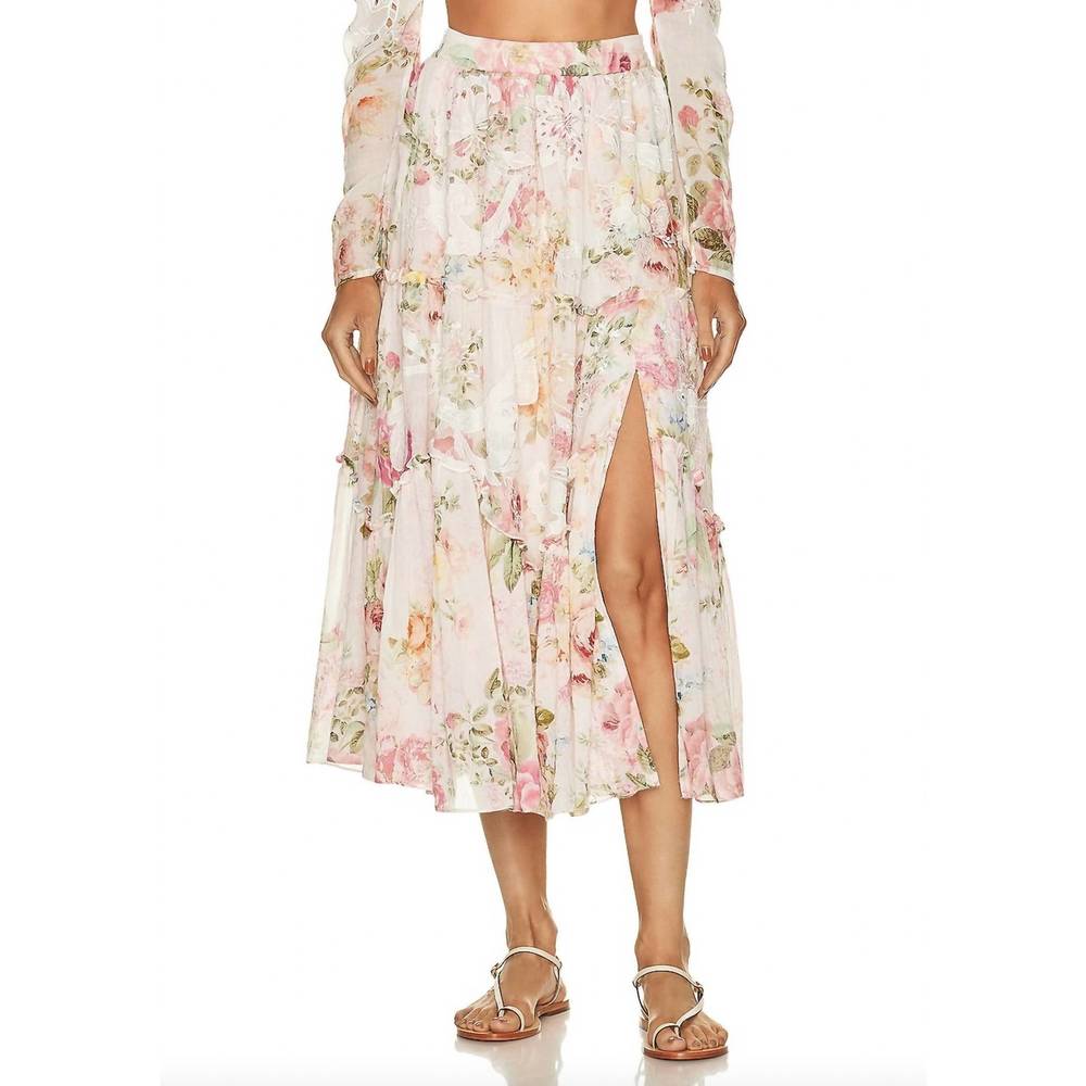 NEW HEMANT & NANDITA cotton gauze maxi skirt in floral multi